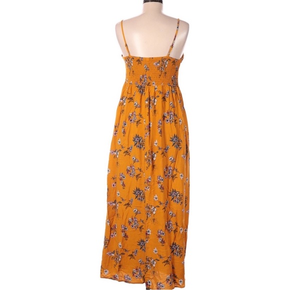 *NWT Mustard Yellow Floral Maxi Dress size Large Xhilaration; fall family photos - Picture 4 of 11